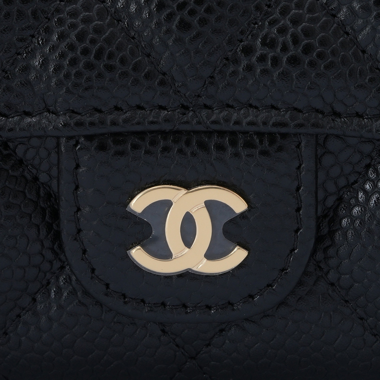 CHANEL(USED)샤넬 캐비어 카드지갑 똑딱이 블랙금장