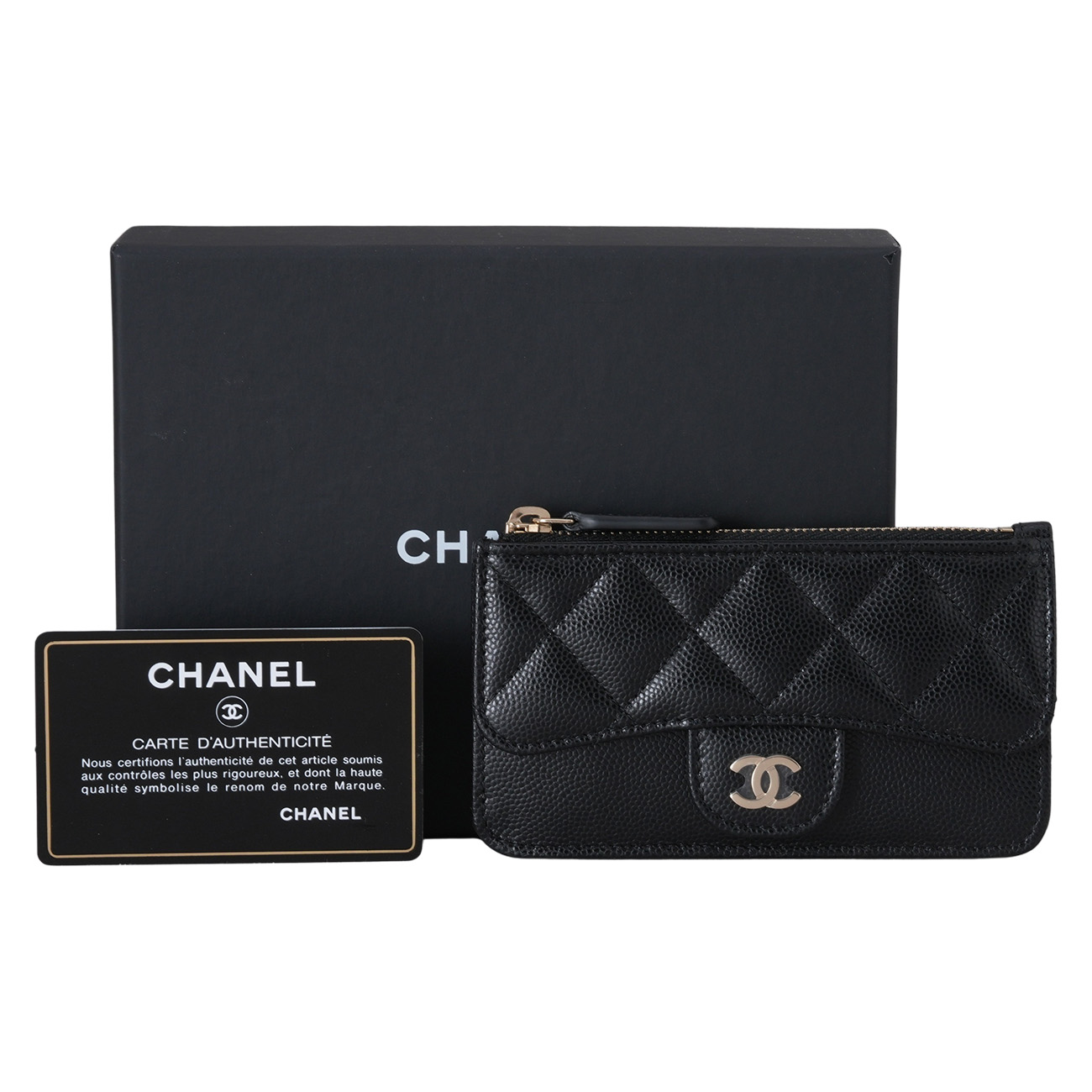 CHANEL(USED)샤넬 AP2570 캐비어 지퍼 카드지갑