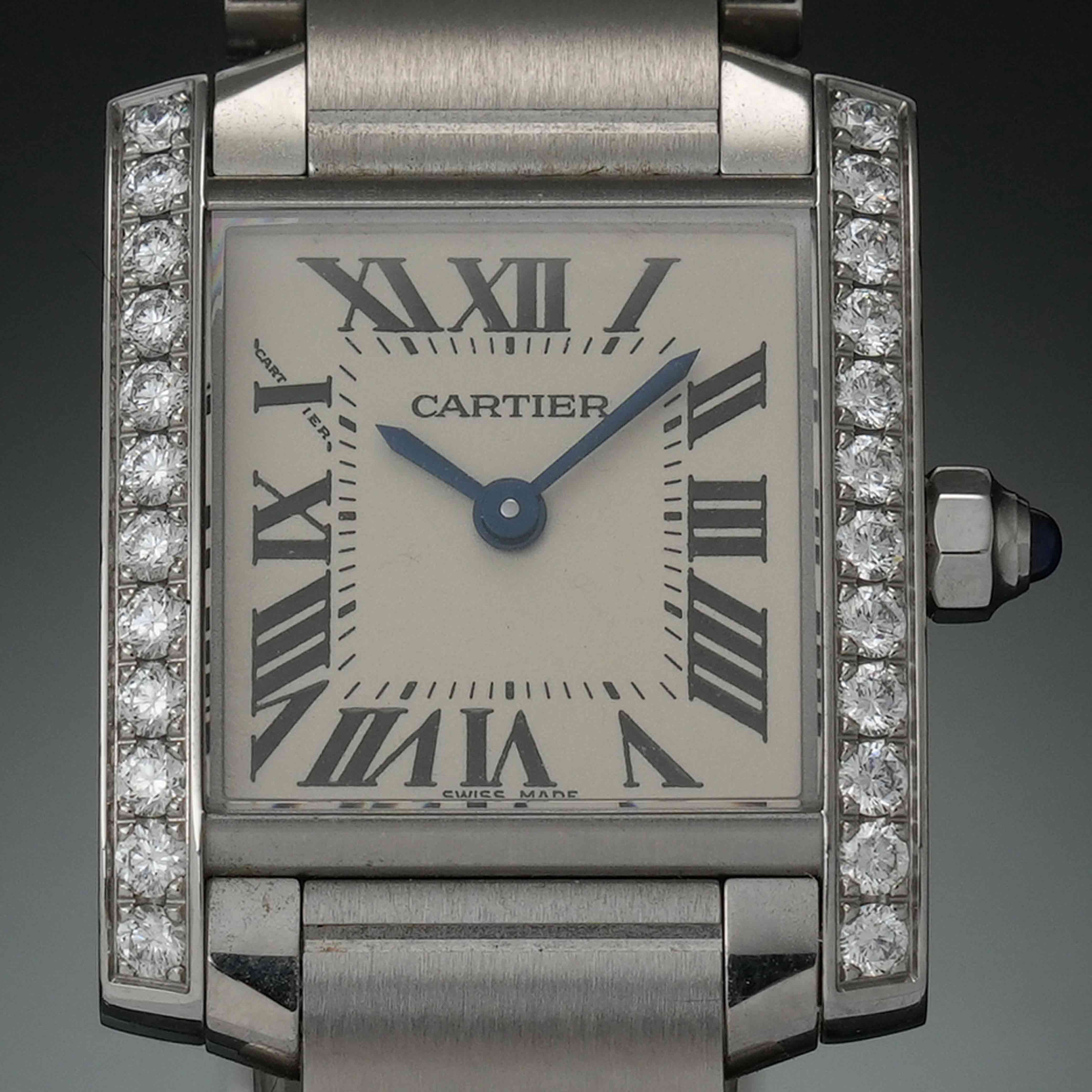 CARTIER(USED)까르띠에 탱크 프랑세즈 스몰 다이아 베젤 W4TA0008