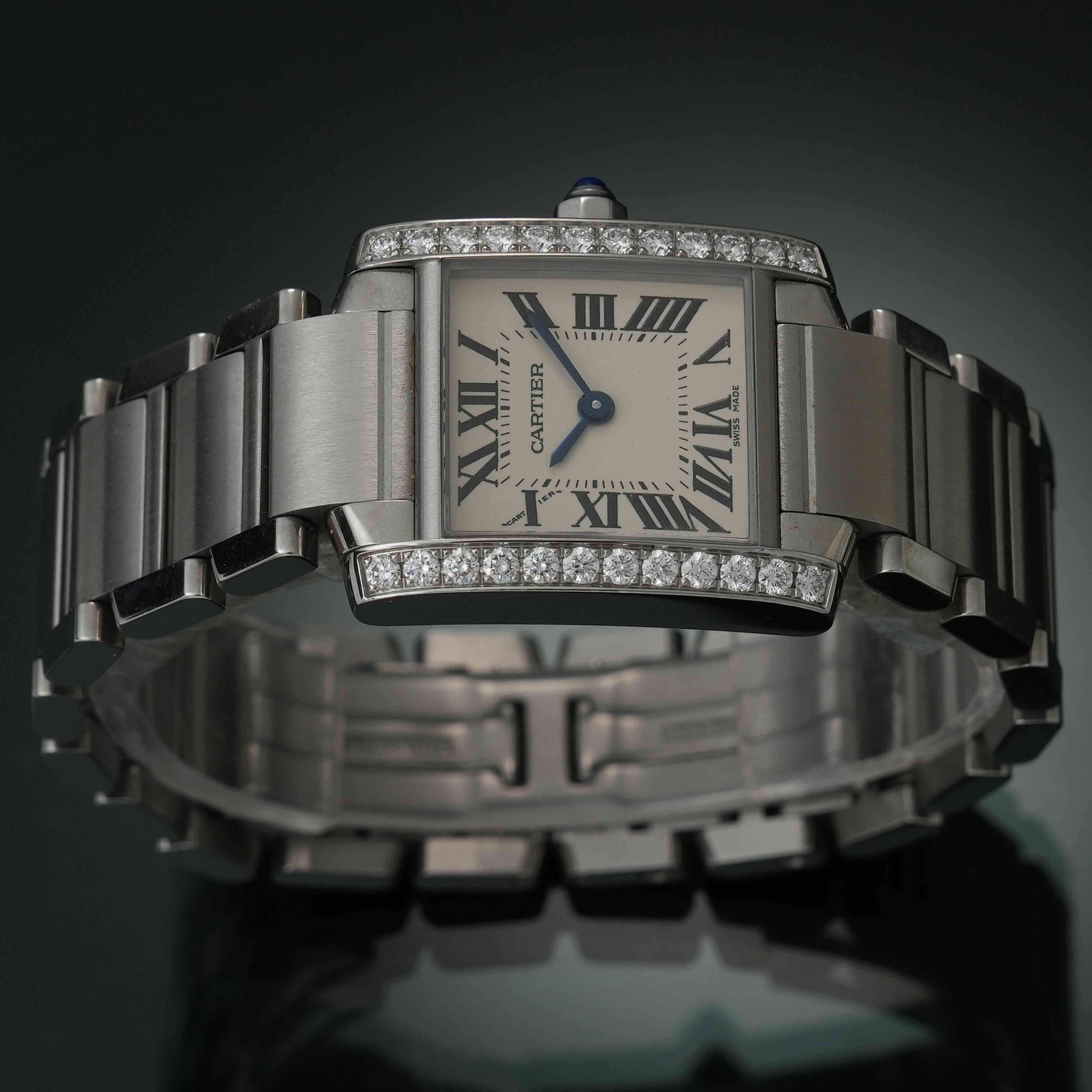 CARTIER(USED)까르띠에 탱크 프랑세즈 스몰 다이아 베젤 W4TA0008