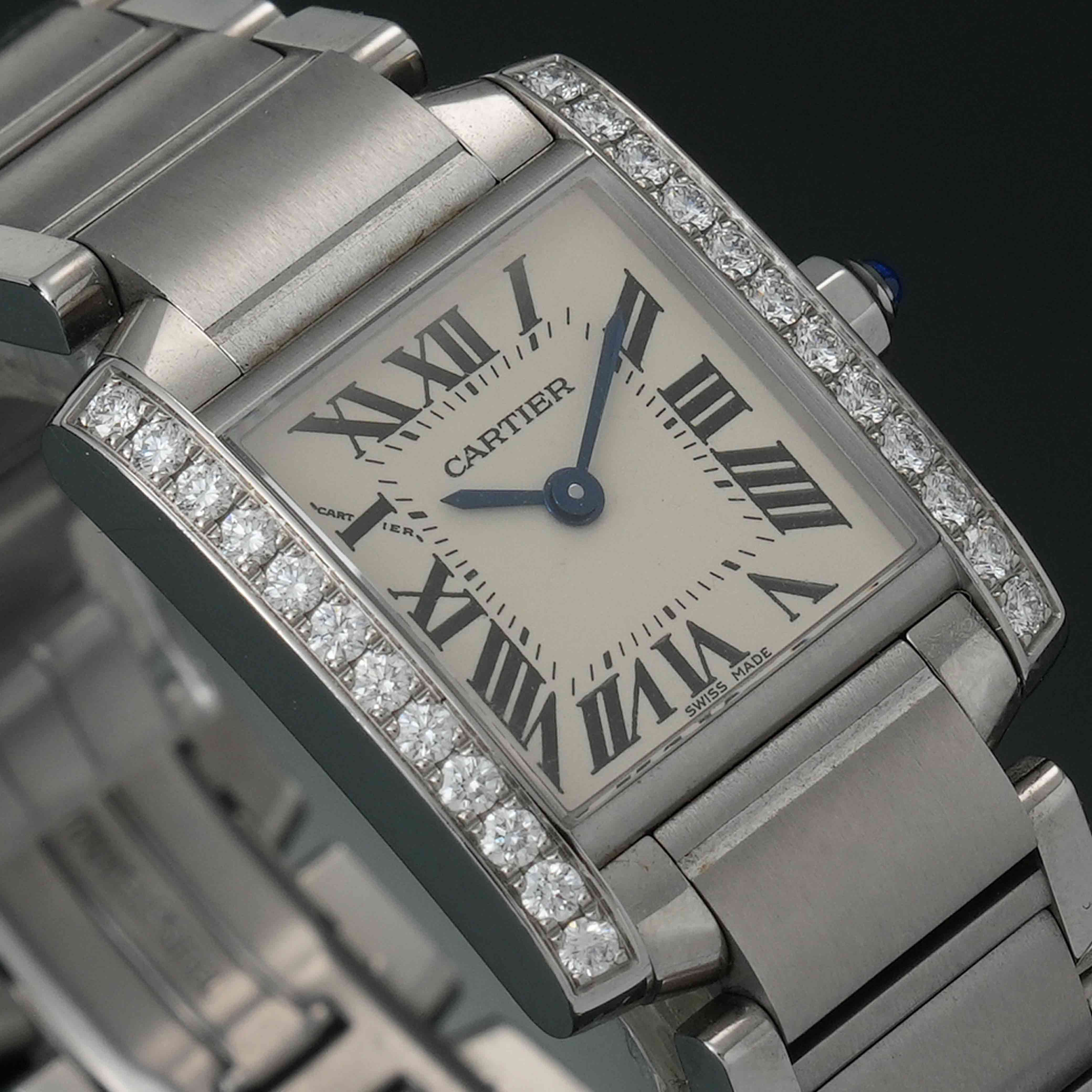 CARTIER(USED)까르띠에 탱크 프랑세즈 스몰 다이아 베젤 W4TA0008