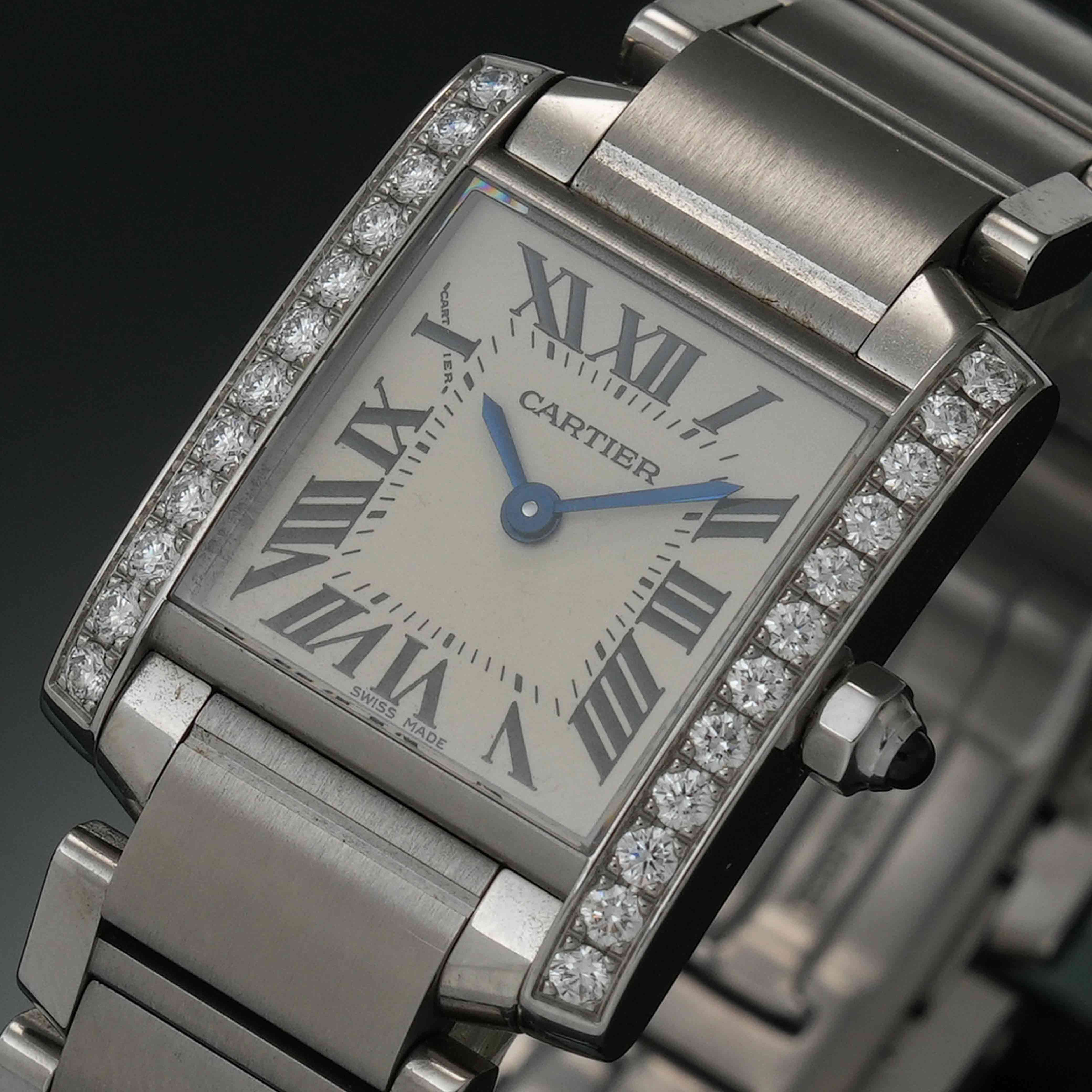 CARTIER(USED)까르띠에 탱크 프랑세즈 스몰 다이아 베젤 W4TA0008