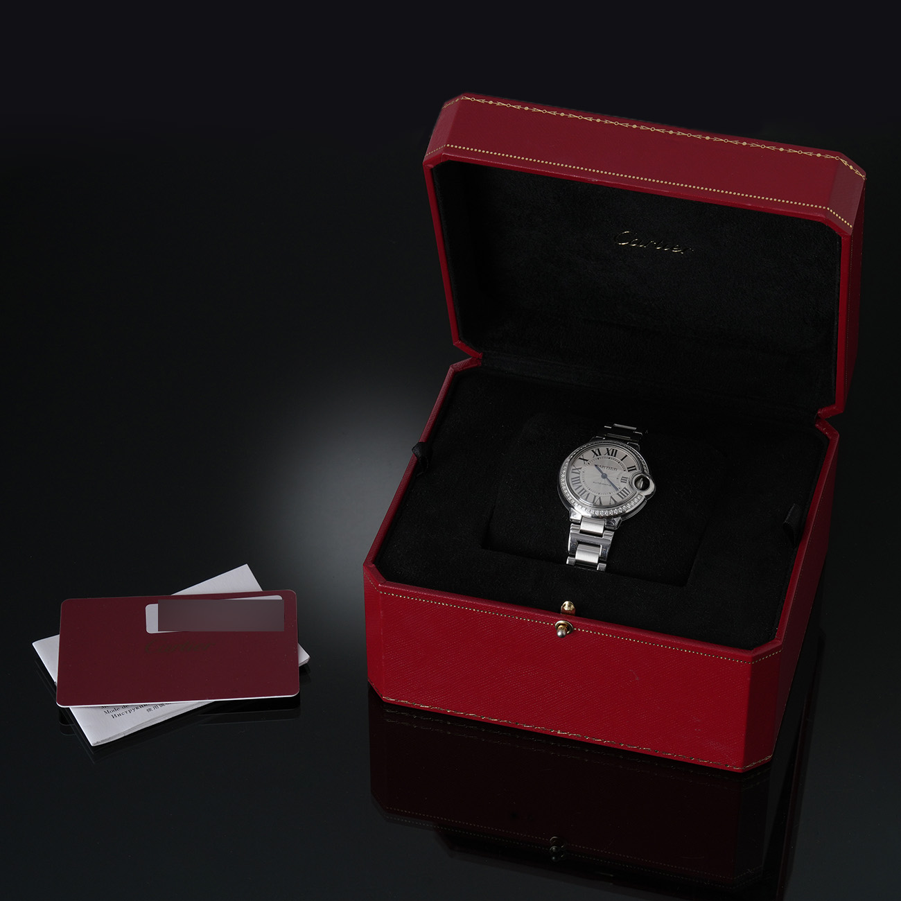 CARTIER(USED)까르띠에 발롱블루 33 스틸 오토 다이아베젤