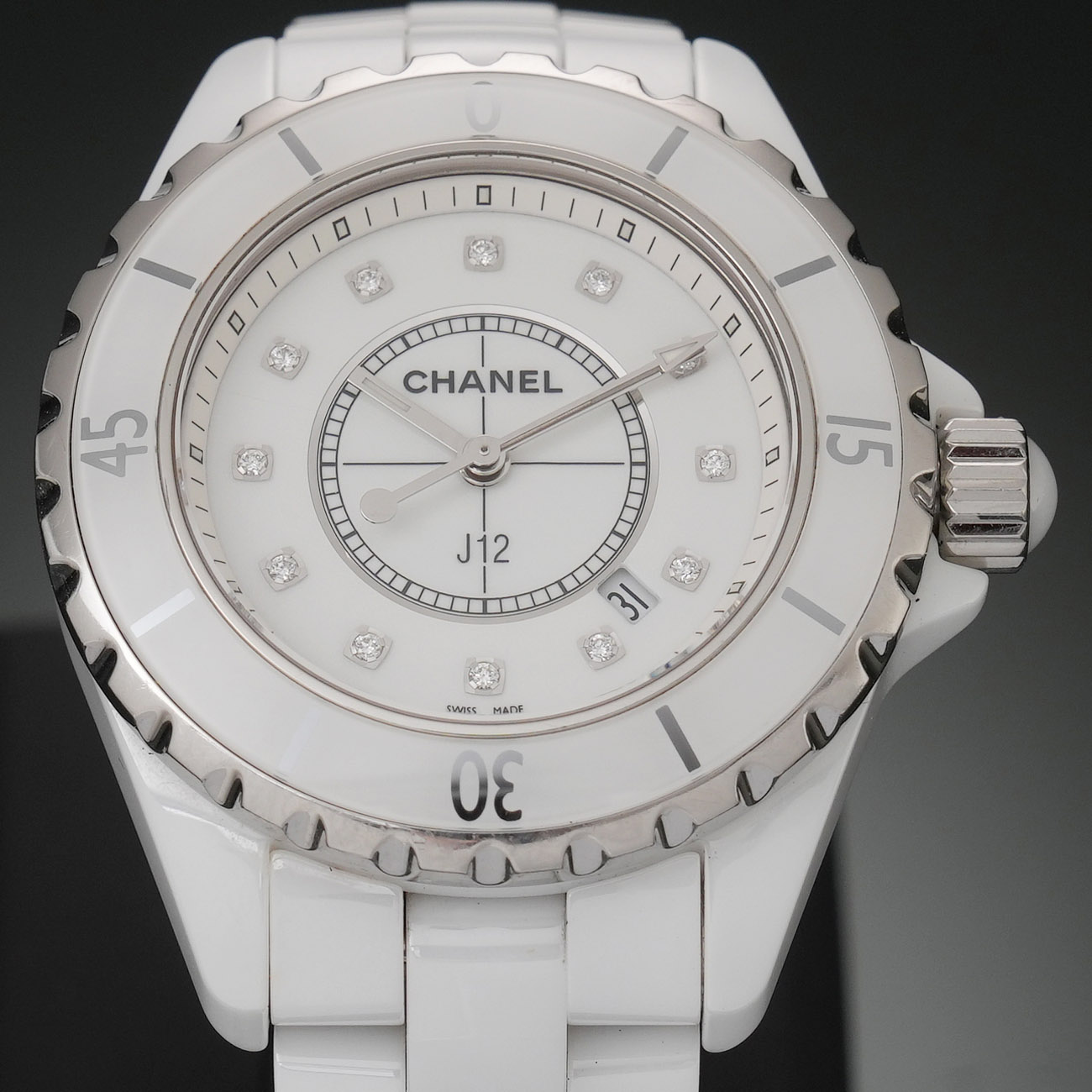 CHANEL(USED)샤넬 H1628 화이트 세라믹 J12 쿼츠 33MM