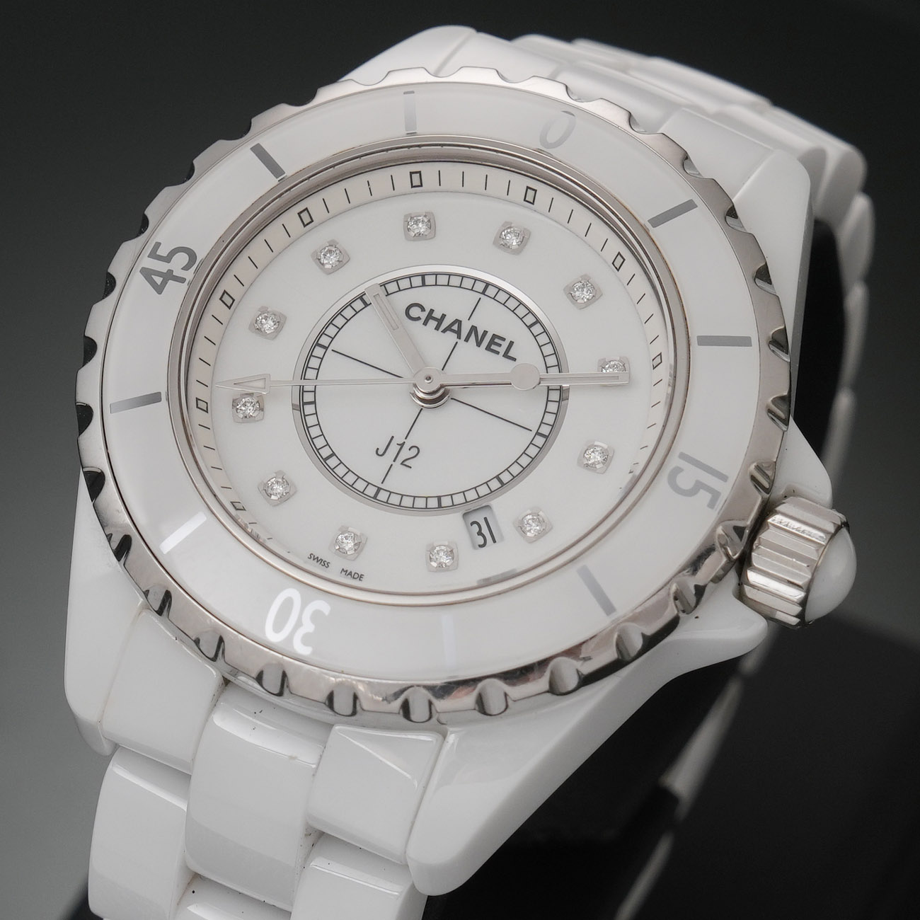 CHANEL(USED)샤넬 H1628 화이트 세라믹 J12 쿼츠 33MM